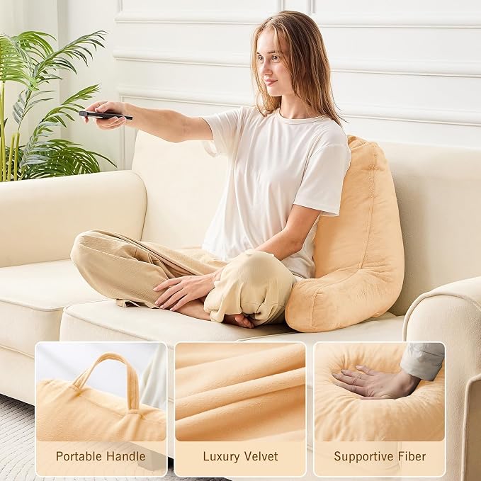 Sasttie Reading Pillow for Bed, Back Pillow for Sitting Up, Camel - Image 3