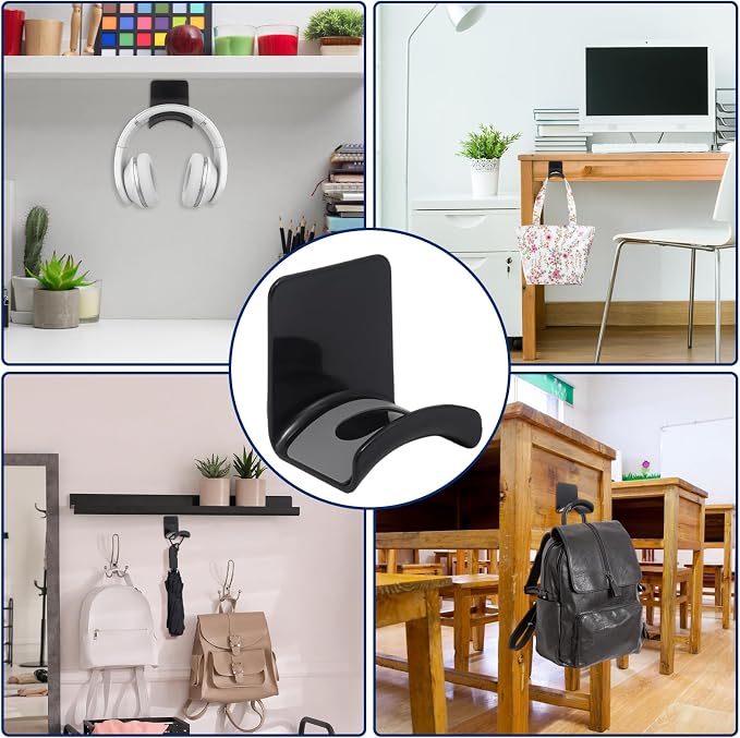 Black Headphone Stand Hanger, Table Wall Mount Headset Holder Hook - Image 5
