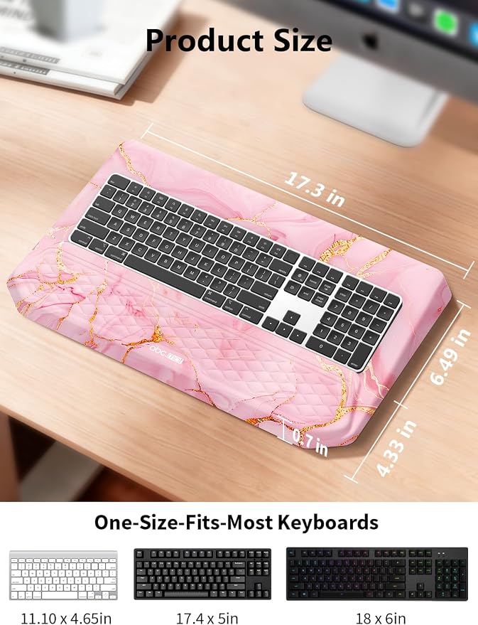 2-in-1 Ergonomic Keyboard Stand with Wrist Rest, Pink Marble - Image 4