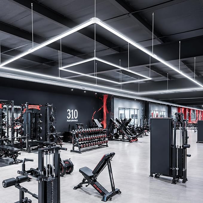 LZHOME LED Garage Lights: Super Bright Suspendable or Surface-Mounted Square Garage Lights, 5000K Natural White LED Lighting Hexagon Shop Light for Warehouse Gym Barber's Shop by LZHOME