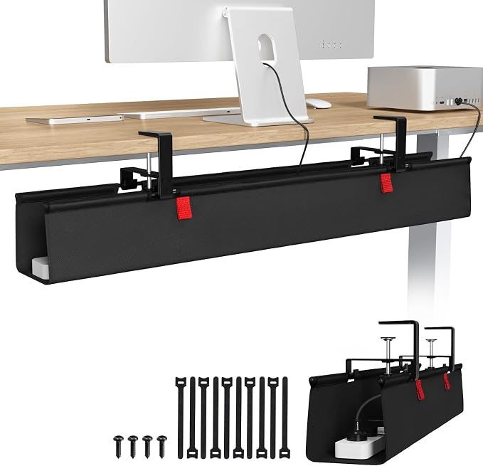KEEGH Large No Drill Under Desk Cable Management Tray 36 in, Black by KEEGH