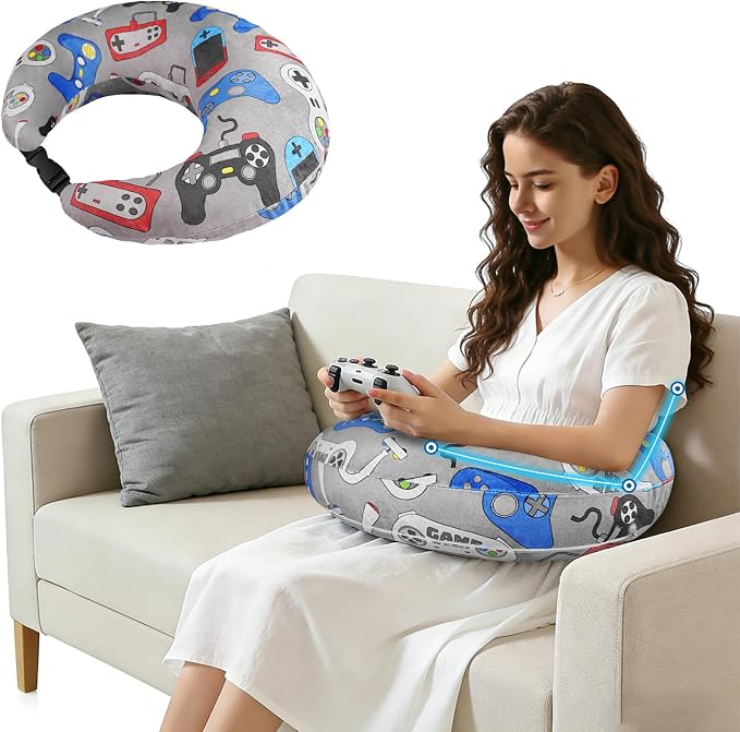 Crafting Pillow for Crocheting, Crochet Pillow for Lap Support, 12 Fun Print Styles, Ergonomic Arm Support, For Bed, Floor, Chair Comfort, Pain Relief and Fatigue for Gaming and Woking (Button) by Unknown