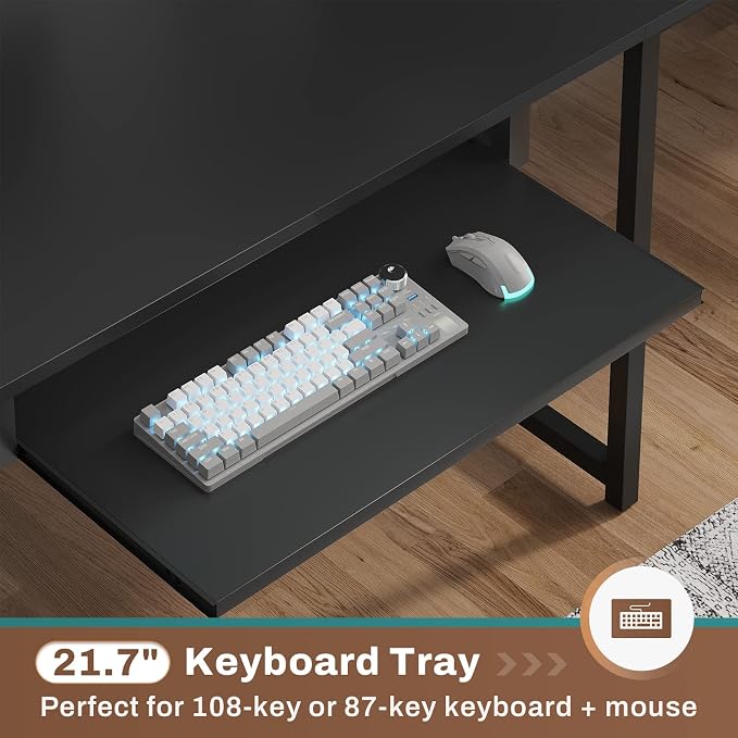 SEDETA 67" L Shaped Gaming Desk with Pegboard LED Lights and Power Outlet | Reversible Computer Desk with Keyboard Tray Hutch and Stoage Bag for Home Office, Black - Image 9