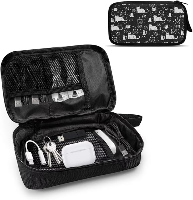 Cats Print Electronic Organizer Travel Case Waterproof Travel Cord Organizer Pouch, All-in-One Storage Bag for Accessories, Charger, Cable - Image 2