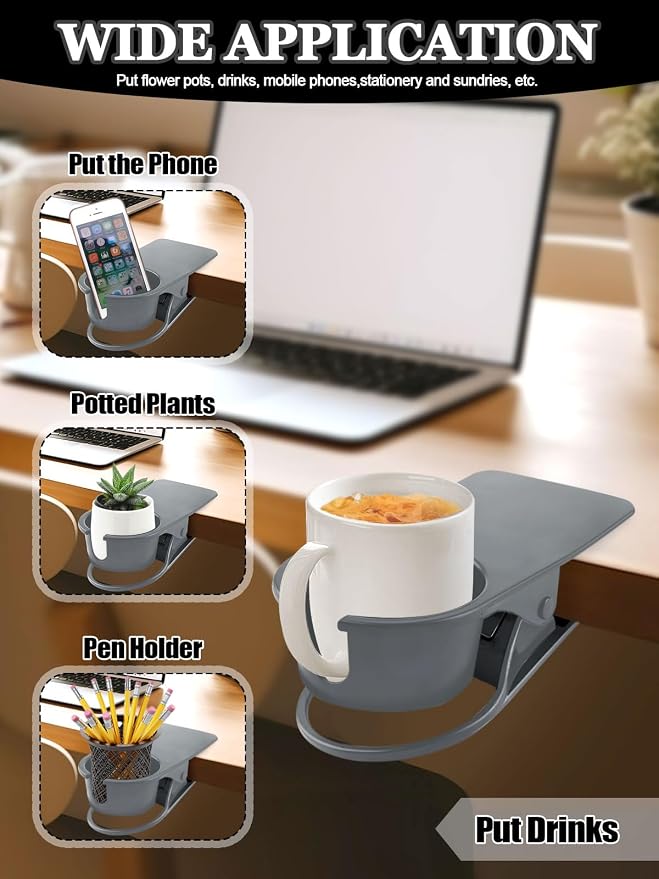 2PCS Clip on Drink Holder for Beach Chair, Desk Cup Holder with Groove - Image 6