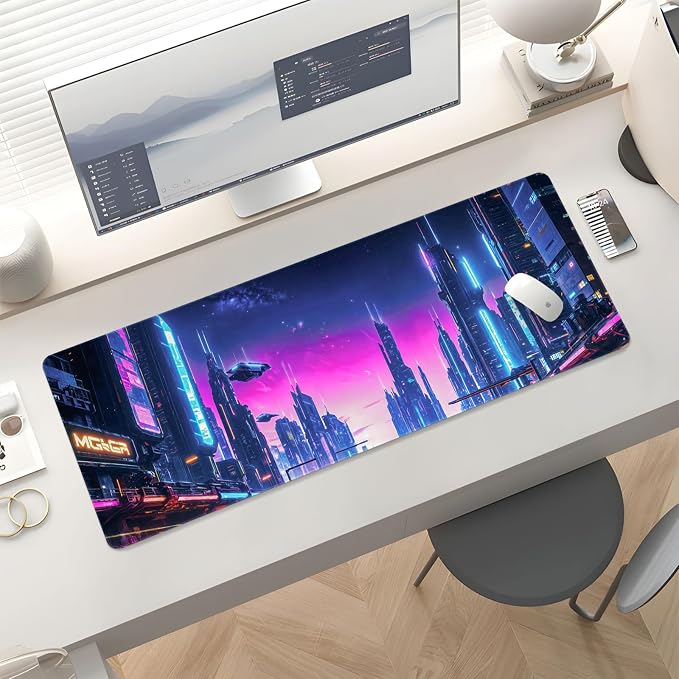 Cute Desk Mat for Keyboard Desktop Extra Large Mouse Pad, City | Desk Top Computer Deskmat, XL, XXL, Long, Aesthetic, Modern Cool Design, for Kids, Boys, 30"x12" - Image 5
