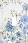 Decorative Light Switch Covers Blue Floral Hydrangea Watercolor Wildflower Single Toggle Light Switch Cover Plate 1 Gang Outlet Covers Wall Plate Electrical Device Switchplate Dimmer Faceplate by JOOJIAO