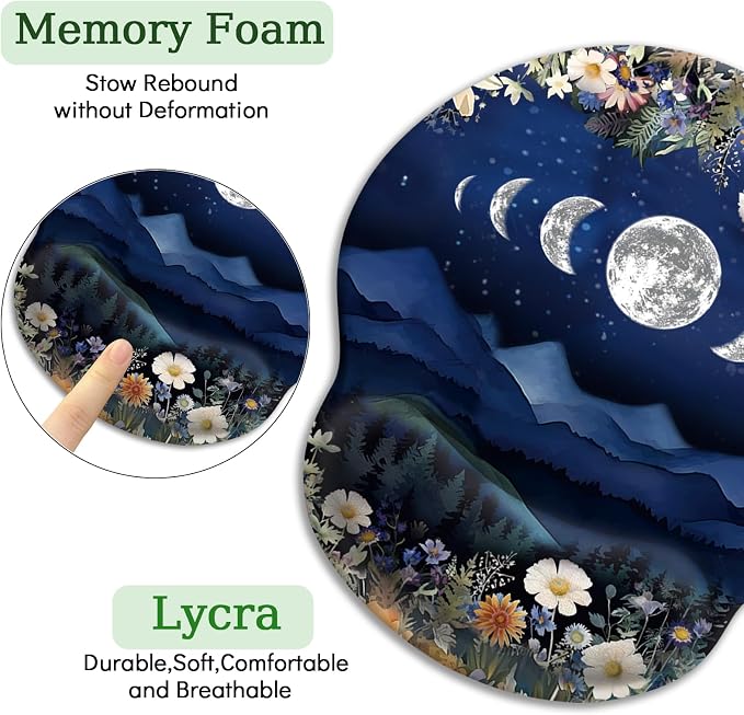 Funny Ergonomic Mouse Pad with Gel Wrist Rest, Moon Mountain - Image 6
