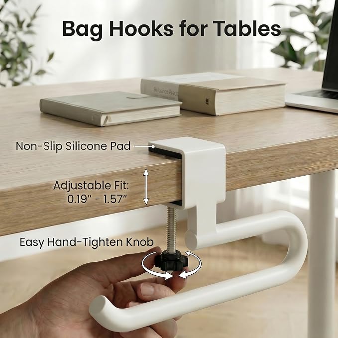 60 lb. Desk Bag Hanger, Purse Hook for Desk, Backpack Hanger for Office Use - Image 6