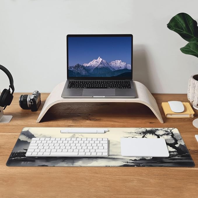 Gaming Mouse Pad Desk Pad,Extended Big Mouse Pad,31.5x11.8 Inch Long Computer Keyboard Mouse Mat Mousepad with 3mm Non-Slip Base and Stitched Edge for Gaming and Office… (wash painting2) - Image 8