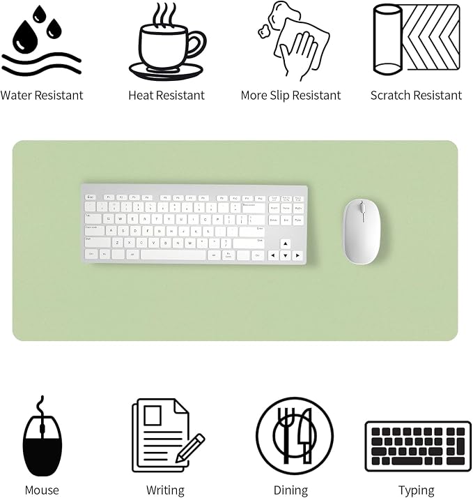 Bloss Leather Desk Pad and Keyboard Wrist Rest, Large Mouse Pad + Keyboard and Mouse Wrist Support, Non-Slip Desk Mat Protector for Office, Home(27.6" x 13.8", Green) - Image 4