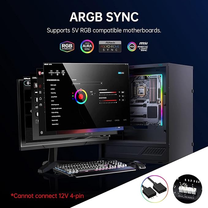 AsiaHorse ARGB Light Strip for Motherboard, 24 Independent Addressable RGB, 5V 3-pin Aura Sync, Lightsaber-X Led PC Parts Kit Compatible with Micro-ATX - Image 2