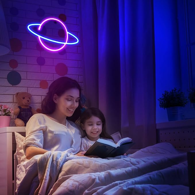 Neon Signs for Wall Decor, 3PCS LED Neon Lights for Bedroom, USB or Battery Powered Light Up Space Themed Alien Planet Rocket for Kids, Teen Boys, Gaming Room, Bar, Birthday, Cool Decoration Aesthetic - Image 3