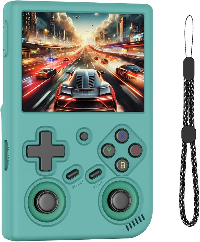 for Anbernic RG35XX Pro Retro Handheld Game Console Case, Soft Silicone Protective Cover with Waterproof, Dustproof & Shockproof, Protective Case with Lanyard, Compatible with RG35XX Pro (Pine Green) by Unknown