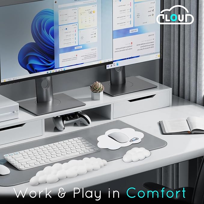 Cloud Wrist Rest for Computer Keyboard Arm Wrist Rest with Non-Slip Base Extended Wrist Rest Ergonomic Memory Foam for Keyboard and Mouse Typing Pain Relief, Office, Gaming, Computer (cloud white set) - Image 6