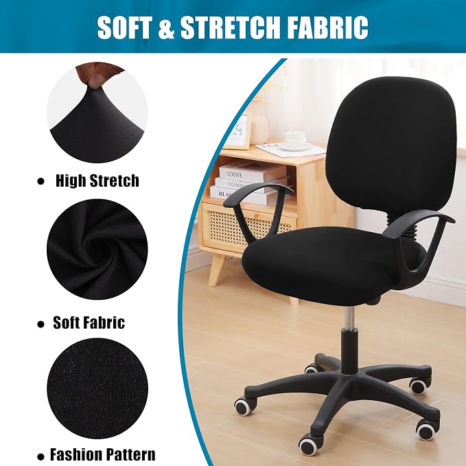Smiry Stretch Printed Office Computer Desk Chair Covers for Seat & Backrest | Stretch Fit, Soft Fabric Universal Washable Removable, Anti-Dust Rotating Chair Slipcovers Protector - Image 6