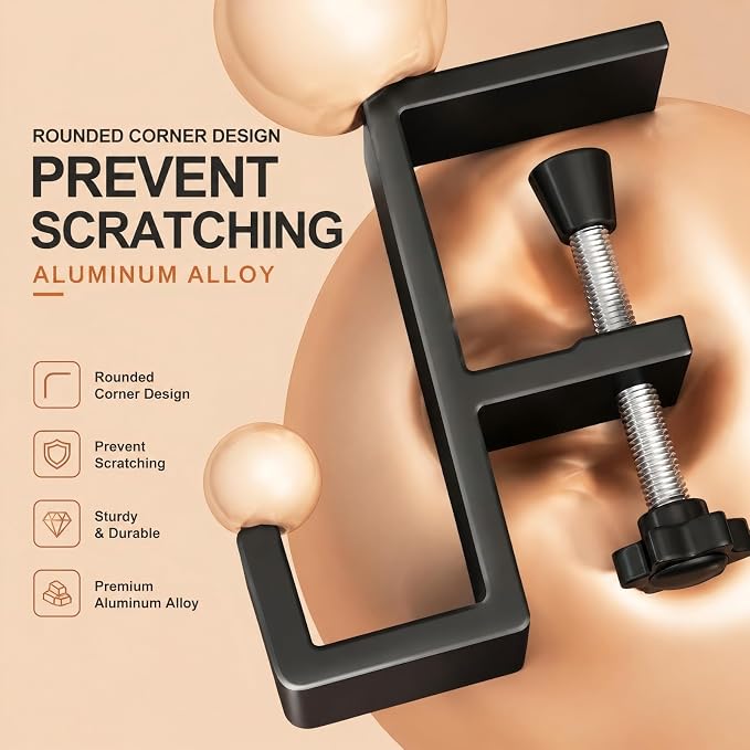 JAKO Headphone Stand - Aluminum Alloy Headphone Holder, Under Headset Stand for Desk Fit for PC Gaming Headset Hanger Hook Suitable for Office, Computer, Student Class Desk, Handmade Creator Table - Image 5