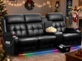 RV Loveseat Recliner Sofa, Home Theater Seating with Console & Massage by TOMOSLTER