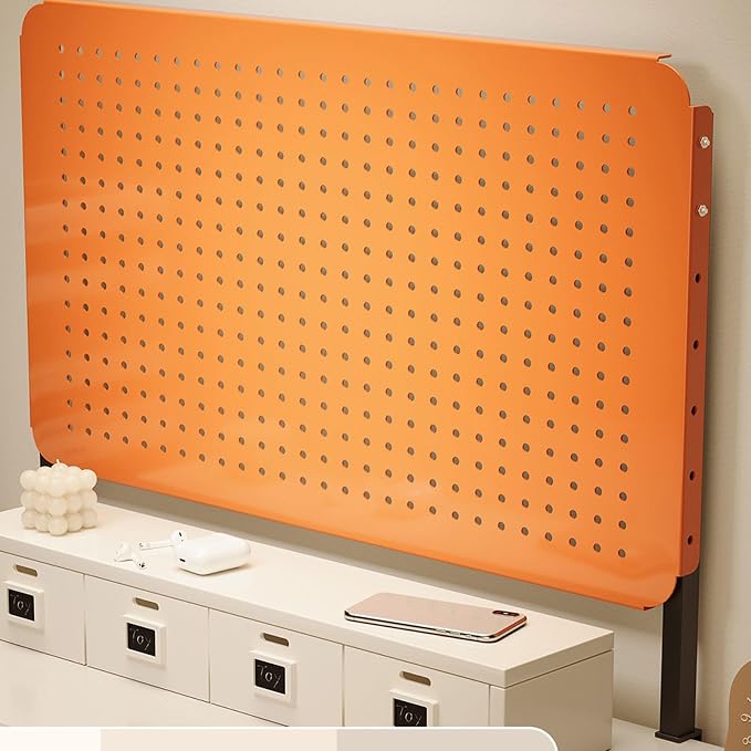 Clamp-on Desk Pegboard, Organizer for Office Gaming Home,pegboard Shelf,Multi-Function Computer Metal Peg Board(Orange,24" L*16" H(60 * 40cm)) by ZMNXAS