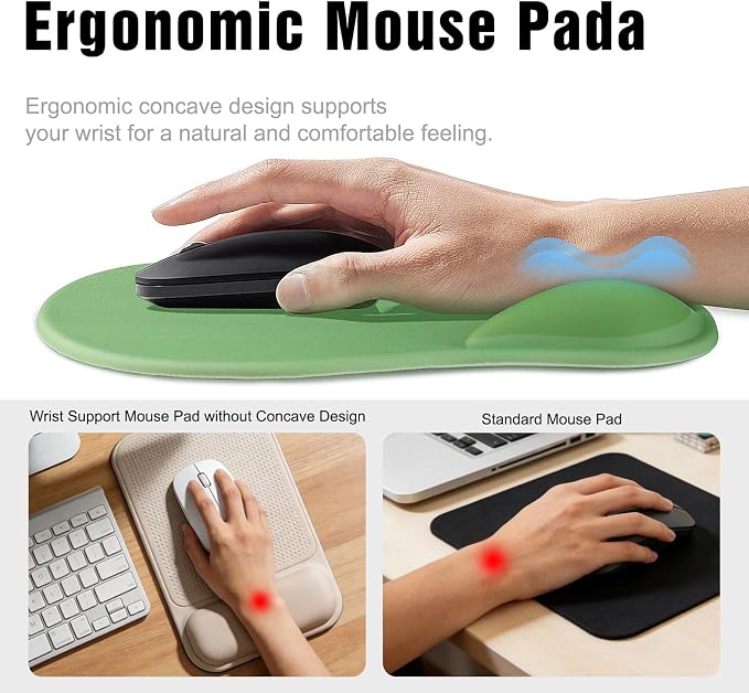 Ergonomic Mouse Pad with Wrist Rest - Gel Wrist Support Mousepad with Non-Slip PU Base for Computer, Laptop, Office & Home - Image 3