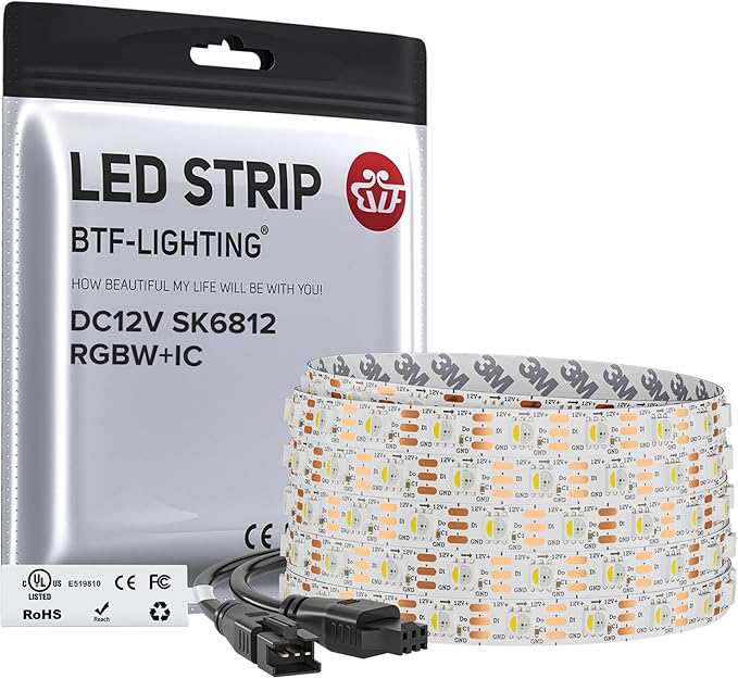 BTF-LIGHTING RGB+Natural White SK6812 LED Strip 16.4FT 300LED IP30 DC12V by BTF-LIGHTING