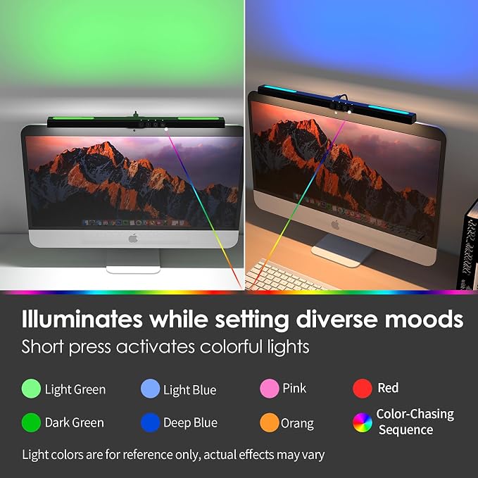 BY-J PC Screen Lamp with Remote Control, Adjustable Screen Light Automatic Dimming, LED USB Computer Lamp 15.7 in Monitor Light Bar Lighting for Office Gaming - Image 2