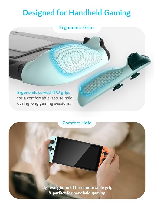 TUDIA Snap-On Case Compatible with Nintendo Switch 2 (2025) - [Kickstand Access] Dockable Slim Scratch-Resistant Console PC Cover with Enhanced Shockproof TPU Handheld Grip (Red/Blue, Clear Back) - Image 5