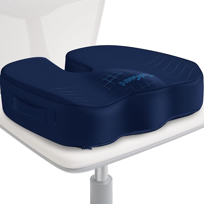 TushGuard Seat Cushion for Office Chair, Car, Memory Foam, Blue XX-Large | For Back, Coccyx, Sciatica, Tailbone Pain, Ergonomic Design, Non-Slip, Desk Wheelchair Use, Supportive Butt Pillow, For Man by TushGuardSeatCushonsPillows