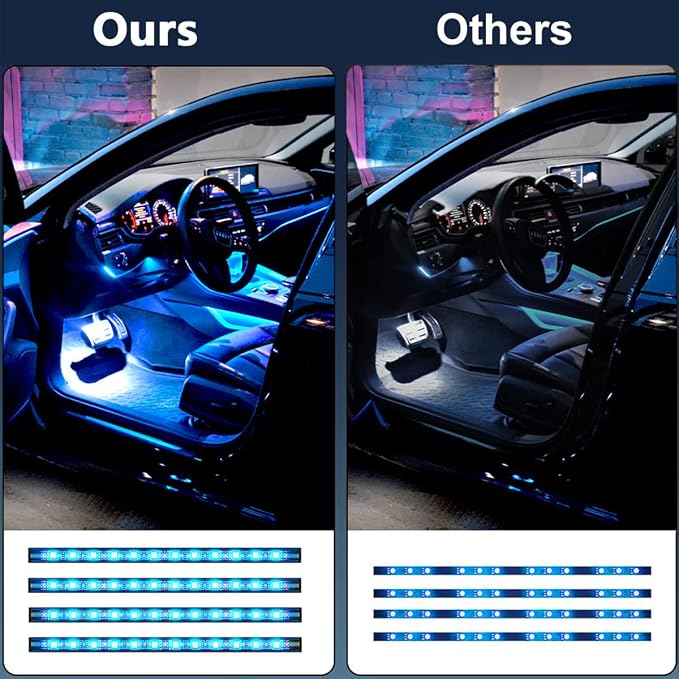 4PCS Car Interior LED Lights, 48LED RGB 12V Under Dash Lighting Kit - Image 7