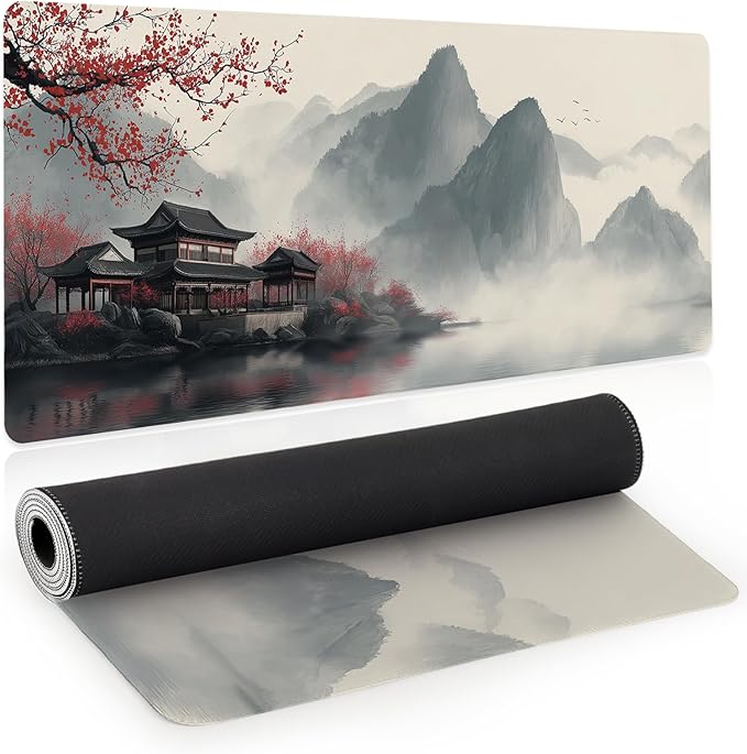 Japanese Large Mouse Pad, Gaming Mousepad Big XL Extended Non-Slip Stitched Edges, Desk Mat, Laptop Computer Keyboard Pad for Desktop Decor Office Home, 31.5x11.8in by Unknown