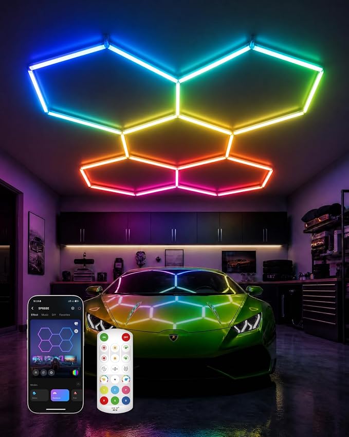 RGB Hexagon LED Lights, 5-Hex, App & Remote Control, DIY Lights by Galental