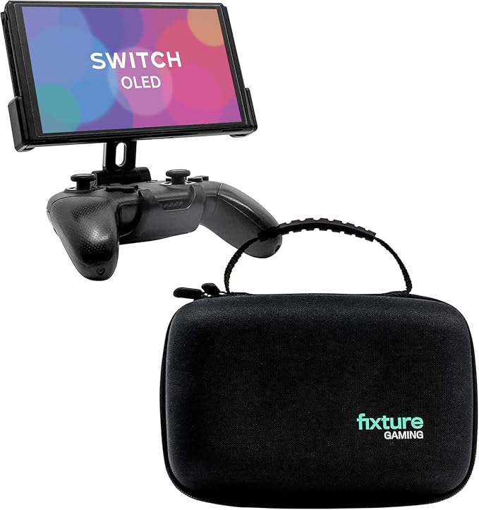 Fixture S2 Bundle Gaming Console Monitor and Controller Mount with Carrying Case Compatible with Nintendo Switch OLED and Pro Controller by FIXTUREGAMING