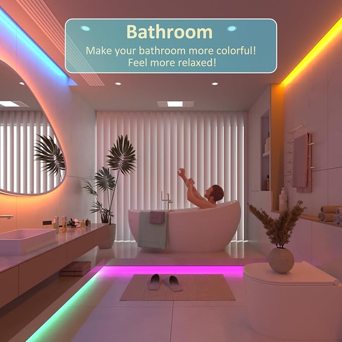 PAUTIX RGB COB LED Strip Light IP65 Waterproof,UL Listed 24V Color Changing Flexible Tape Lights 16.4ft/5m Multicolor,for TV,Bedroom,Bathroom,Party DIY Decoration(Adapter&Controller Not Included) - Image 9