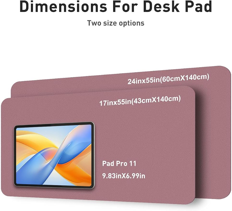 Aothia Faux Leather Desk Mat - Non-Slip PU Leather Desk Blotter, Waterproof Writing Surface, Large Desk Pad for Office & Home (Dark Pink, 55" x 17") - Image 5