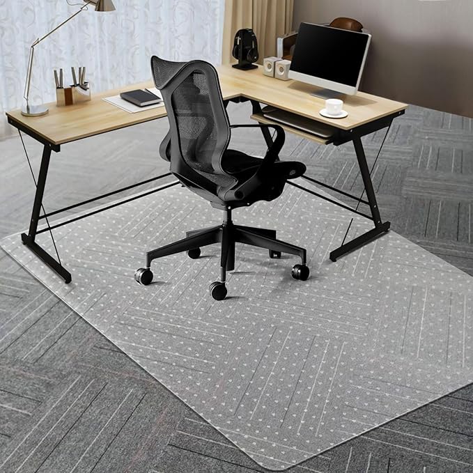 Vicwe Office Chair Mat for Carpeted Floors, 63"X51" Chair Mats with Studs | Large Carpet Protector Floor Mats for Low and No Pile Carpet, Easy Glide Computer Desk Chair Mat for Home & Office, Clear by Vicwe