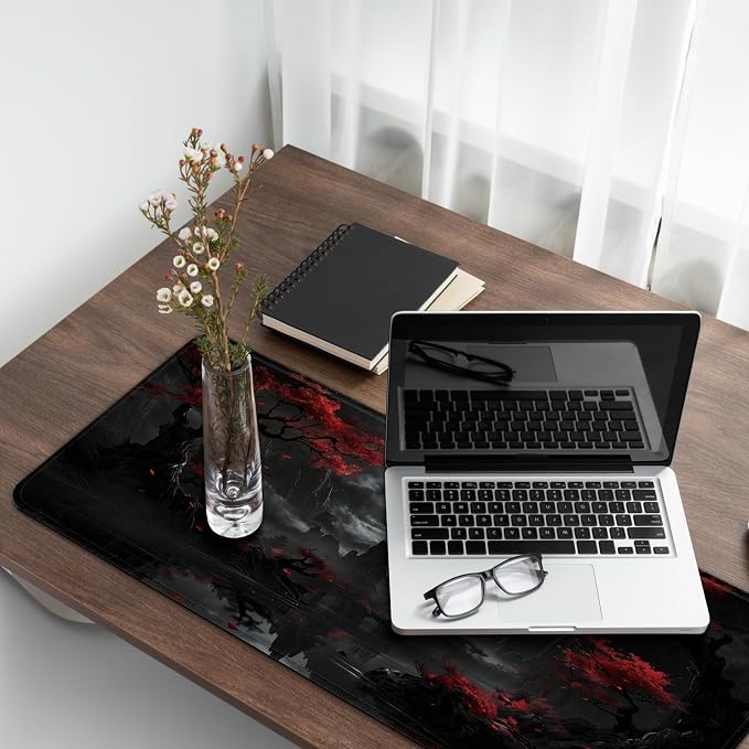 Gaming Mouse Pad with Anti-Slip Rubber Base, Extended Large Computer Mouse Mat with Stitched Edges, Long XL Anime Mousepad for Laptop and Keyboard, 31.5 x 11.8 inch (Dark Full Moon) - Image 7