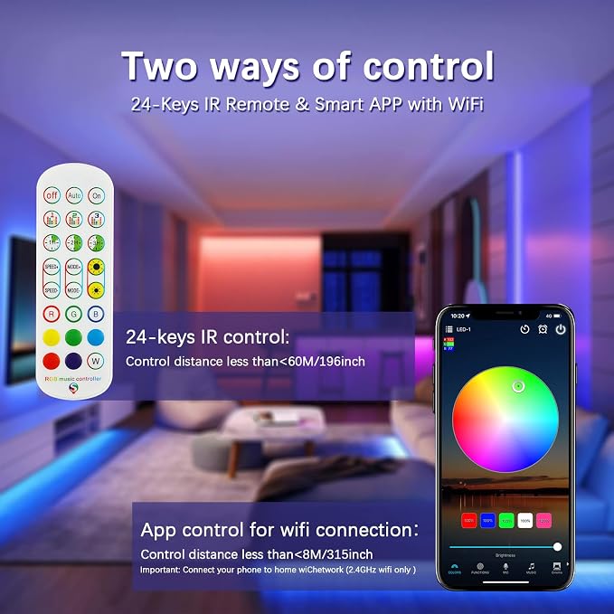 Smart WiFi & IR Dual-Control RGB Remote Controller, 24-Key Music Controller - Image 5