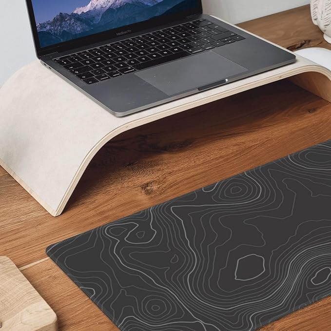 Topographic Contour Extended Big Mouse Pad Large,Gaming Mouse Pad Desk Pad,31.5×11.8 Inch Long Computer Keyboard Mouse Mat Mousepad with 3mm Non-Slip Base and Stitched Edge for Gaming and Office - Image 8