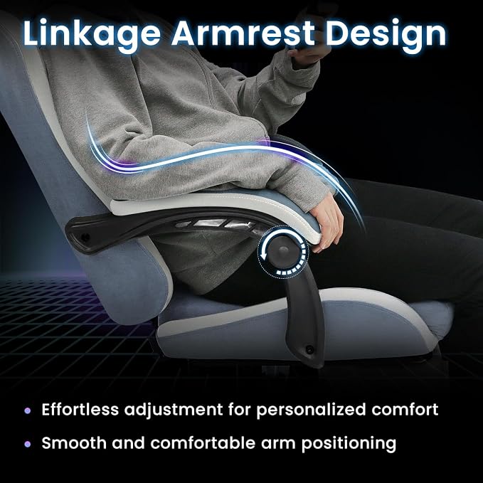 N-GEN GAMING Gaming Chair, Reclining Backrest, Footrest, Fabric, Blue | Ergonomic Design with Reclining Backrest, Linkage Armrests and High-Density Foam, Comfy Seating for Computer or Home Office - Image 9
