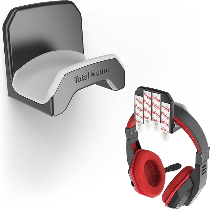 TotalMount Gaming Headset Hangers – Removable Adhesive (Black, 2 Pack) by TotalMount