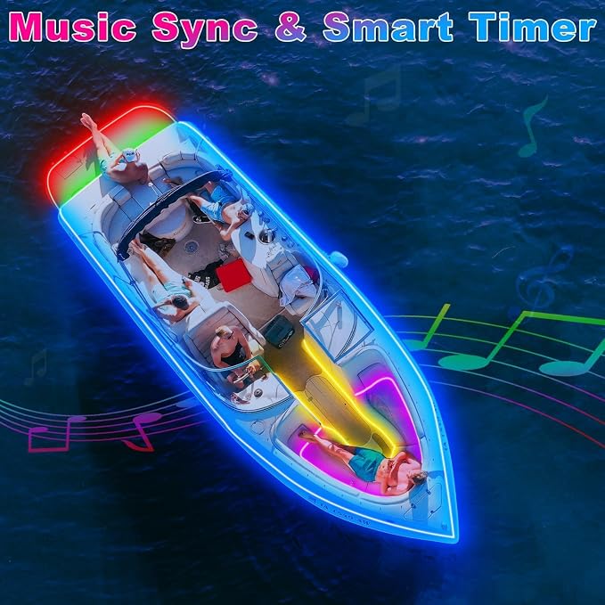 50FT Boat Lights LED Waterproof, 12V Marine Light Strip for Boat, RGB Marine LED Strip 12V with App & Remote for Pontoon Interior and Exterior, Night Fishing Lighting for Jon, Yacht, Kayak, Deck - Image 3