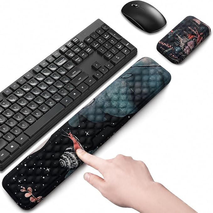 Keyboard Wrist Rest Mouse Wrist Support, Memory Foam Wrist Rest Pad for Computer Laptop, Ergonomic Wrist Cushion Support for Typing Pain Relief, Gaming Home Office, Snail by LIZPARE