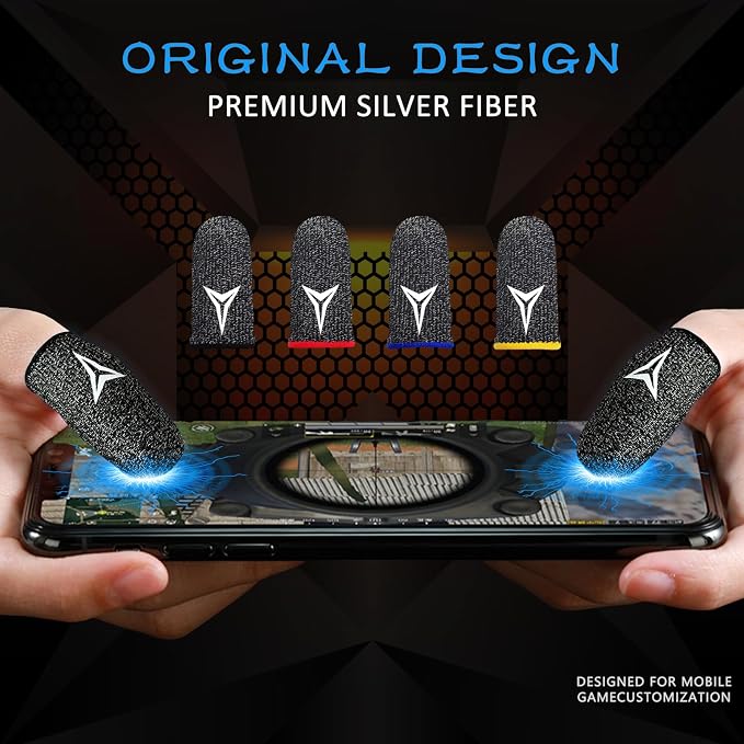 30 Pack Black,Silver Fiber Gaming Finger Sleeves for Mobile Gaming - Image 2