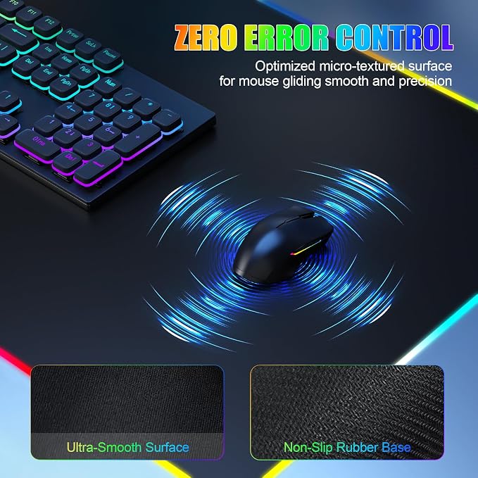 Wireless Charging RGB Mouse Pad with Phone Stand, Large Gaming Desk Mat (Black - 31.5x15.8 with PD Adapter) - Image 5