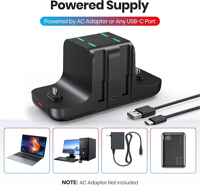 NEWDERY 6-in-1 Charger Dock for Nintendo Switch Pro Controller and Joy con - Image 6