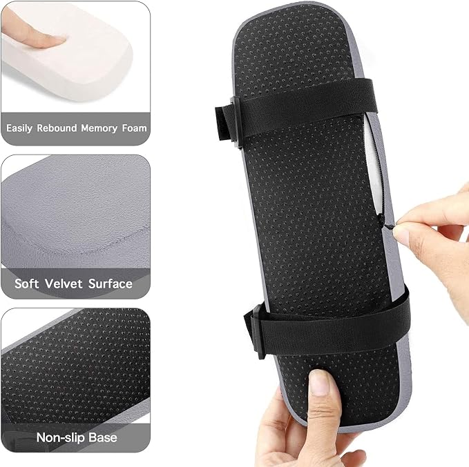 MOSISO Chair Armrest Pads, Home/Office Chair Arm Rest Covers, Gray | 2 Pack Memory Foam Comfy Computer Gaming Elbow Cushion, Removable Washable Elbow, Support Forearm Pressure Relief - Image 2