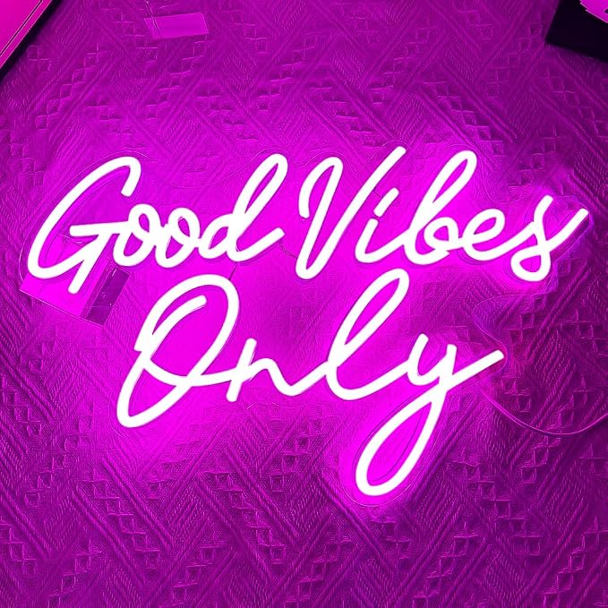 Good Vibes Only Neon Sign，Good Vibes Neon Signs for Wall Decor，Beautiful Pink Good vibes Only Neon Light Sign for Girls Bedroom Decoration，Party，Birthday，Wedding，Salon Shopping Mall Home Wall Decor - Image 4
