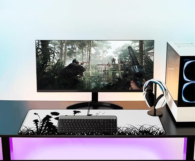 Large Gaming Mouse pad, Waterproof Mousepad with Stitched Edges, Premium Microfiber Cloth Surface, Non-Slip Base Keyboard Desk Mat for Home Office Gaming, Flowers Plants - Image 6