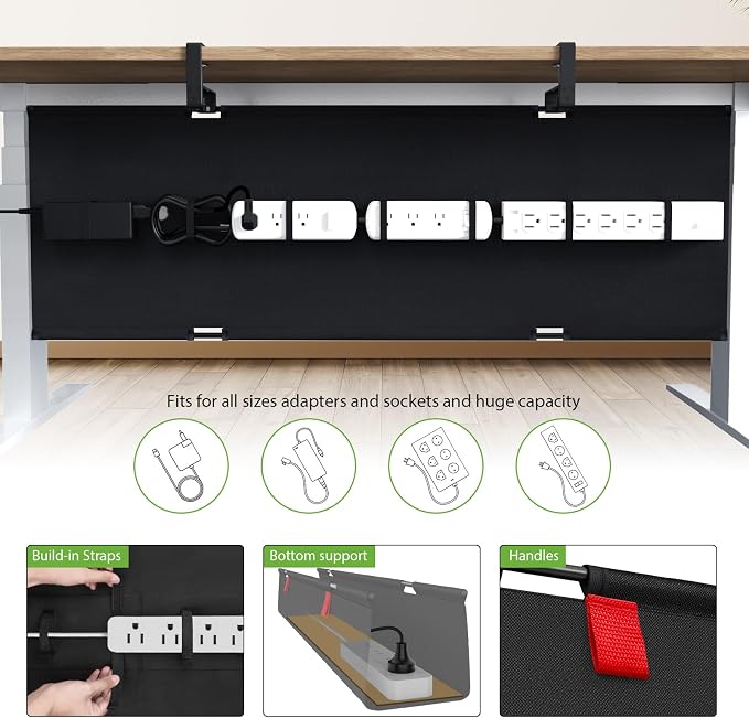 KEEGH Extra Large No Drill Under Desk Cable Management Tray 48 in, Black - Image 3