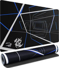 Gaming Mouse Pad Large, Waterproof Extra Large Mousepad with Stitched Edges, 31.5" x 15.7" Non-Slip Rubber Base Office Big Long Keyboard Pad for Office Gamer Home XXL, (Blue Square) by AREYLO